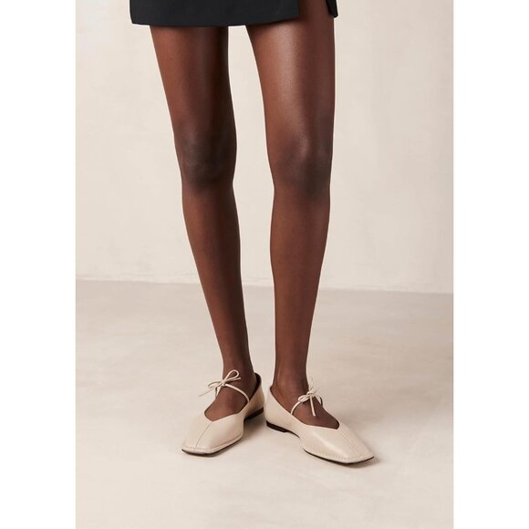 Women Beige Square Toe Comfortable Slip-On Lace-Up Loafers Summer Shoes - Picture 4 of 6